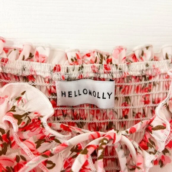 NWOT Hello Molly Get Right To It Dress Coral Floral Dainty Mini Size Medium - Picture 5 of 10